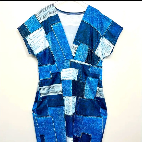 NWOT Chic Denim-Inspired Print Maxi Dress 🌹 - Picture 3 of 4